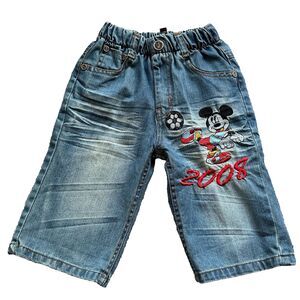 Mickey Mouse plays 2008 Boys Denim Jean Blue Shorts 14 Month Baby Rare